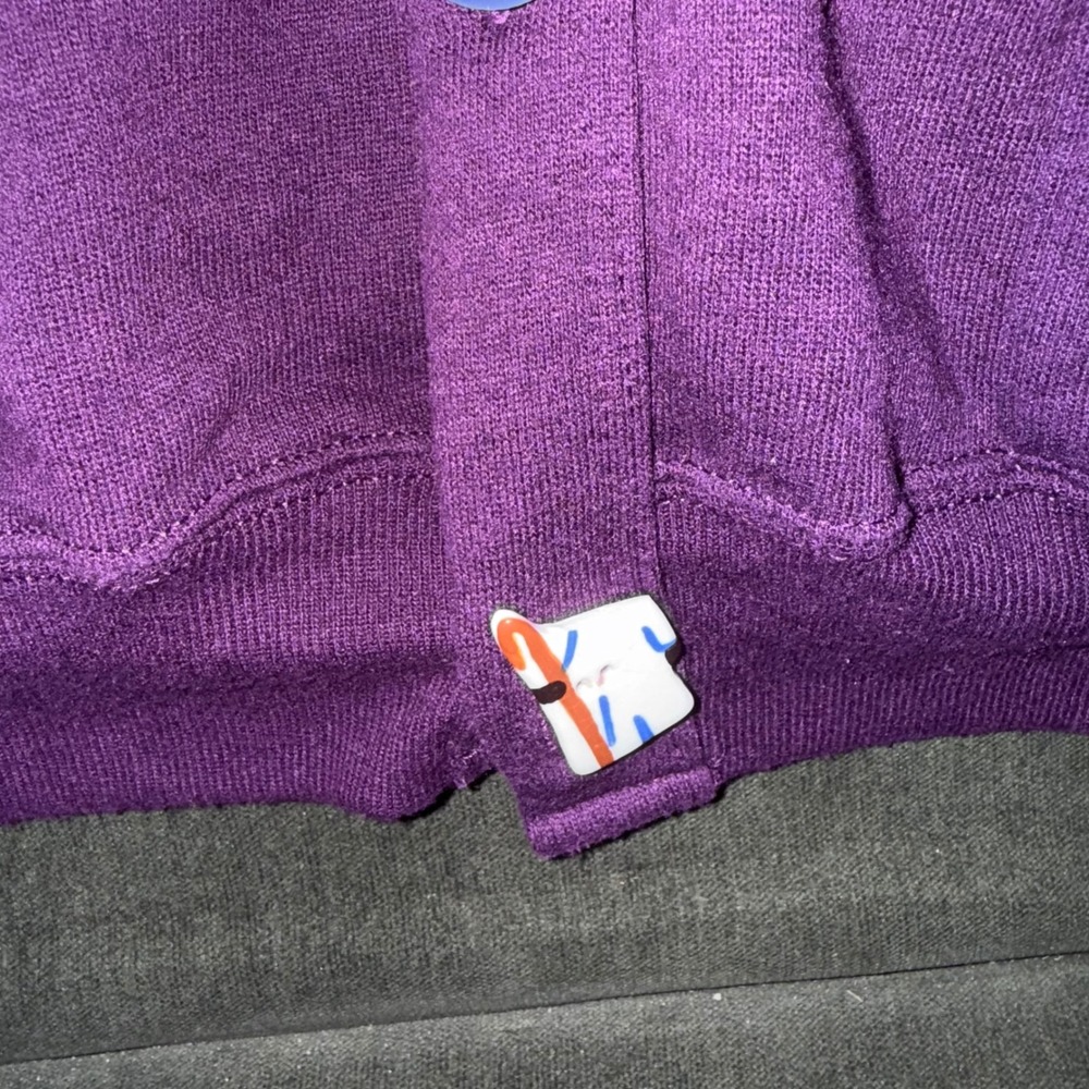 Vintage Jerzees Sweatshirt Cardigan Novelty Noahs Ark Animal Applique Purple‎ L - Picture 3 of 7